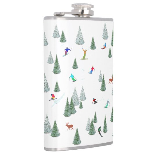 Skiers Downhill Skiing Illustration  フラスク (右)