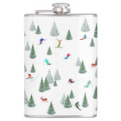 Skiers Downhill Skiing Illustration  フラスク (正面)