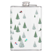 Skiers Downhill Skiing Illustration  フラスク (裏面)