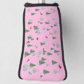Skiers Downhill Skiing Illustration Pink ゴルフヘッドカバー (回転90)