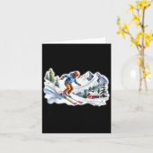 Skiers Men Still Go Skiing In Their Seventies Birt カード (黄色い花)