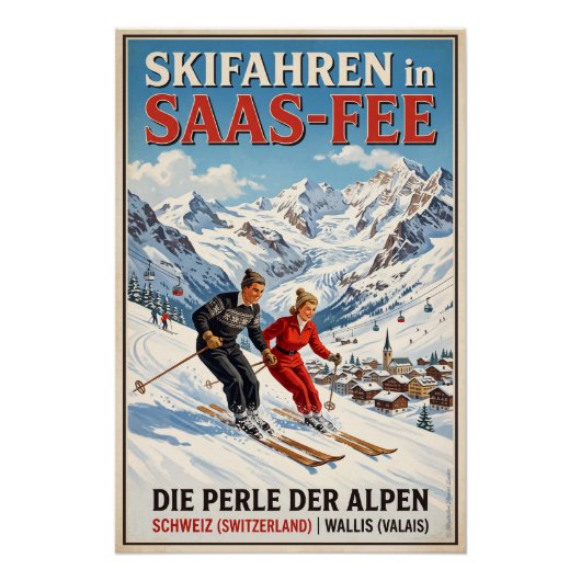 Skifahren in Saas-Fee ポスター (正面)