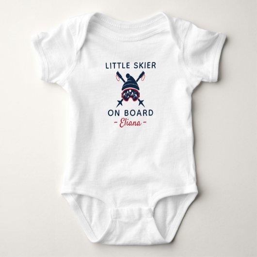 Skiing Baby Shower Little Skier on Board - Skiing ベビーボディスーツ (正面)