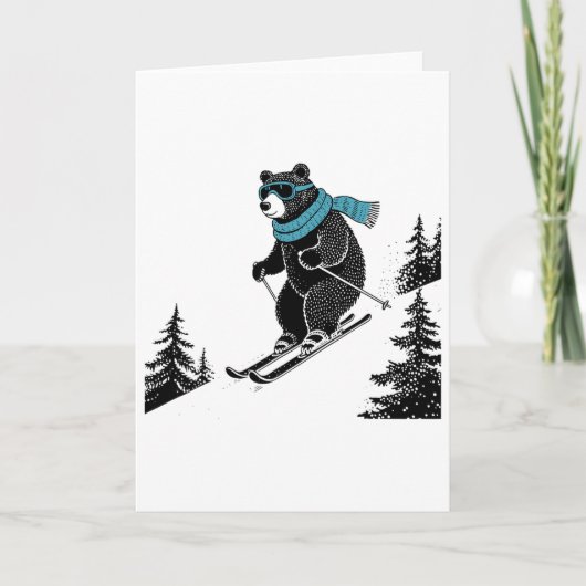 Skiing Bear, Funny Wintersports, Dad Ski Slope, Fu カード (正面)