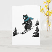 Skiing Bear, Funny Wintersports, Dad Ski Slope, Fu カード (黄色い花)