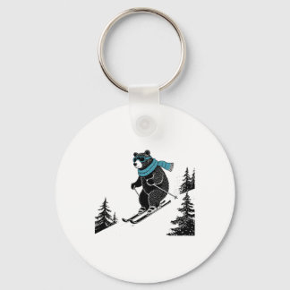 Skiing Bear, Funny Wintersports, Dad Ski Slope, Fu キーホルダー