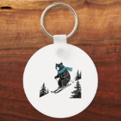 Skiing Bear, Funny Wintersports, Dad Ski Slope, Fu キーホルダー (正面)