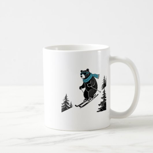 Skiing Bear, Funny Wintersports, Dad Ski Slope, Fu コーヒーマグカップ (右)