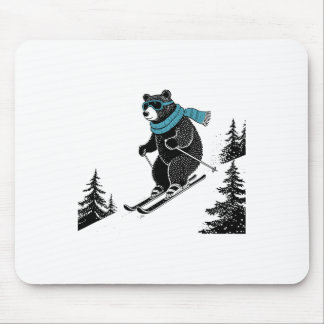Skiing Bear, Funny Wintersports, Dad Ski Slope, Fu マウスパッド