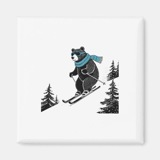 Skiing Bear, Funny Wintersports, Dad Ski Slope, Fu マグネット (正面)