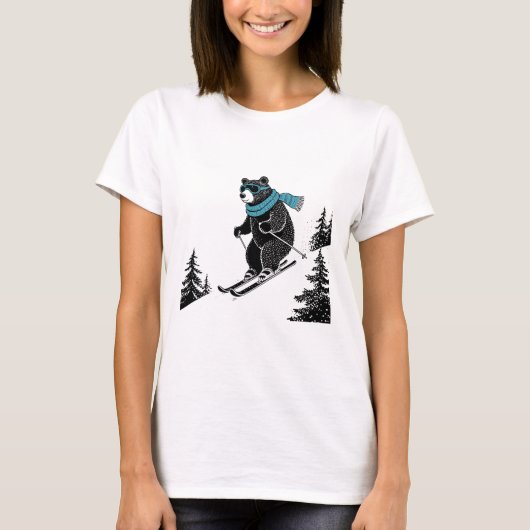 Skiing Bear, Funny Wintersports, Dad Ski Slope, Fu Tシャツ (正面)