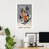 Skiing Beer - Matchbox Print - Aesthetic Wall Art ポスター (ホームオフィス)