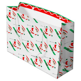 Skiing Christmas Holiday ラージペーパーバッグ