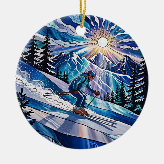 Skiing Christmas Ornament セラミックオーナメント (正面)