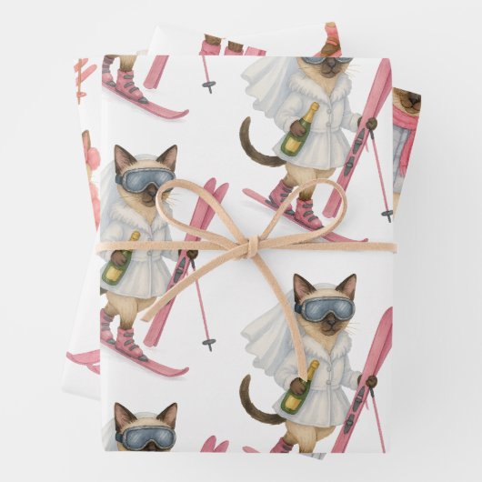 Skiing for Bride on slope  ラッピングペーパーシート (インサイチュ)