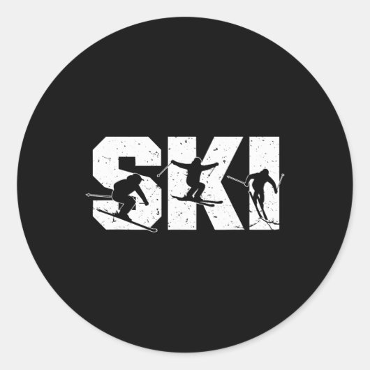 Skiing Freestyle Ski Squad Funny Extreme Winter Sp ラウンドシール (正面)