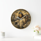 Skiing Funny Mona Lisa Skier Gift  ラージ壁時計 (ホーム)