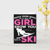 Skiing Girl Move Over Boys Let This Girl Show You  カード (黄色い花)