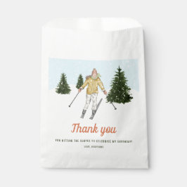 Skiing Girl On The Slopes Ski Birthday Thank You フェイバーバッグ