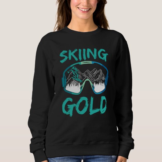 Skiing Gold Hobby Winter Sports Skier Ski スウェットシャツ (正面)