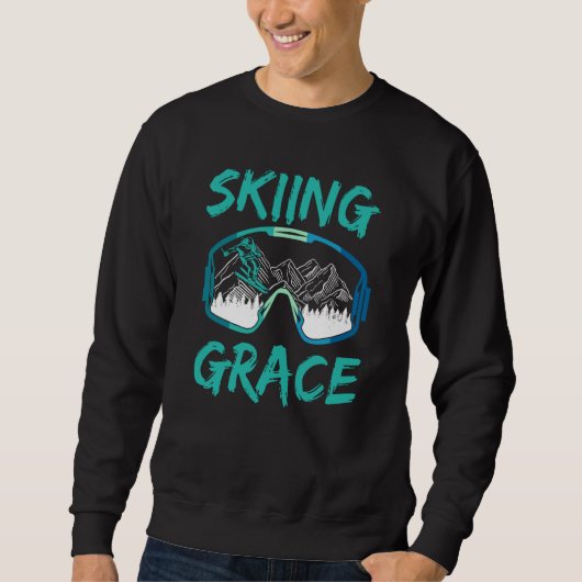 Skiing Grace Hobby Skier Ski Winter Sports スウェットシャツ (正面)