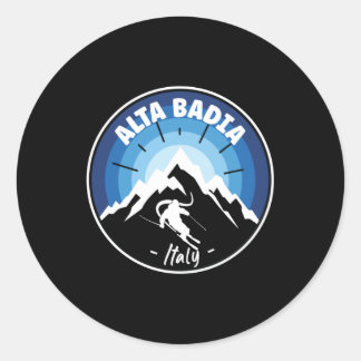 Skiing In Alta Badia Italy Blue ラウンドシール