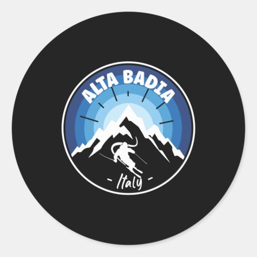 Skiing In Alta Badia Italy Blue ラウンドシール (正面)