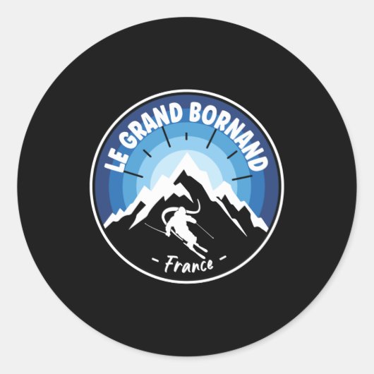 Skiing In Le Grand Bornand France Blue ラウンドシール (正面)