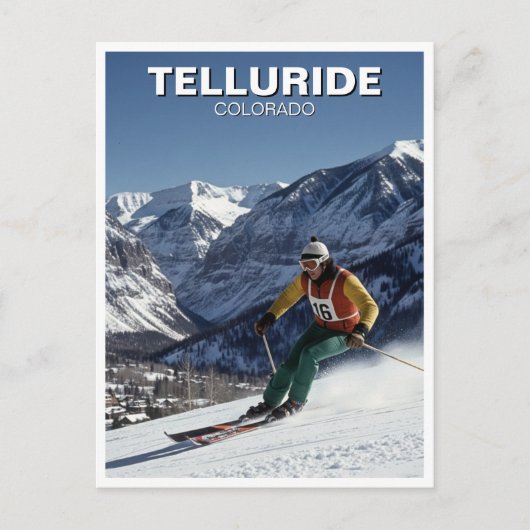 Skiing in Telluride Colorado ポストカード (正面)