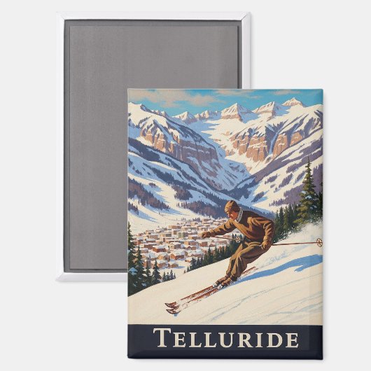 Skiing in Telluride Colorado マグネット (正面/裏面)