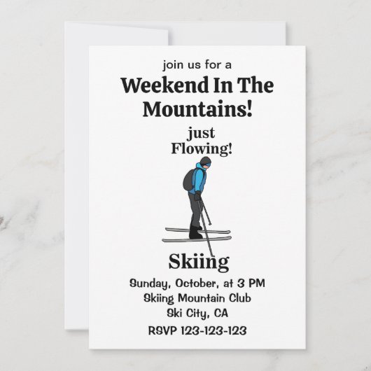Skiing Just Flowing Skier Party 招待状 (正面)