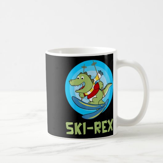 Skiing Kids Ski-rex Funny Dino Toddler Funny  コーヒーマグカップ (右)