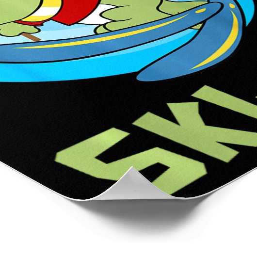 Skiing Kids Ski-rex Funny Dino Toddler Funny  ポスター (角)