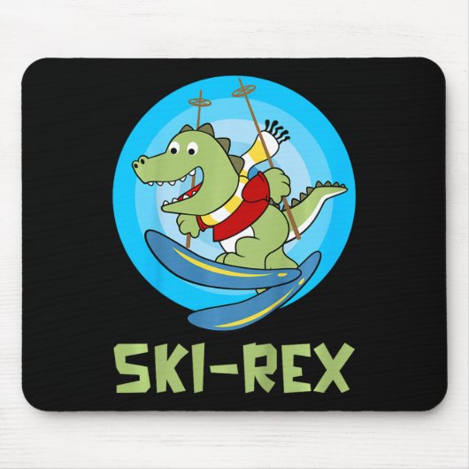 Skiing Kids Ski-rex Funny Dino Toddler Funny  マウスパッド (正面)