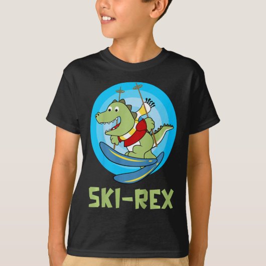 Skiing Kids Ski-rex Funny Dino Toddler Funny  Tシャツ (正面)