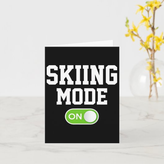 Skiing Mode On Funny Skier  カード (黄色い花)