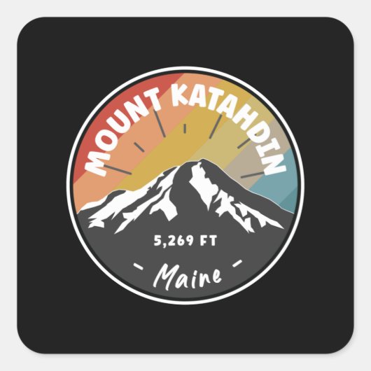 Skiing Mount Katahdin - Maine スクエアシール (正面)