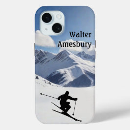Skiing Mountain Scene personalize  iPhone 15ケース