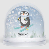 Skiing Penguin Sport Design Snow Globe (正面)