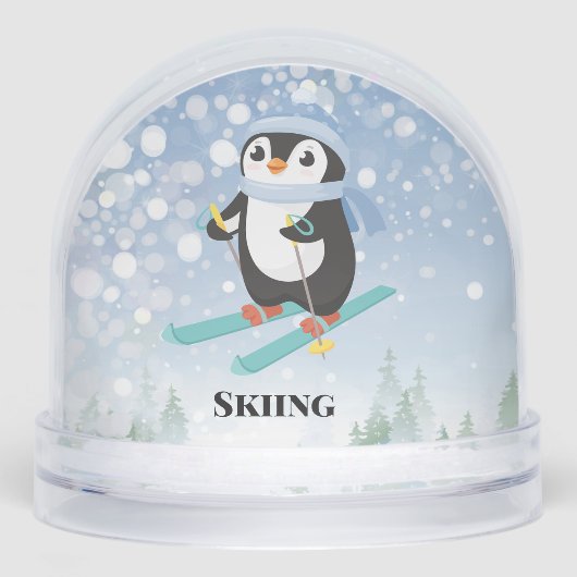 Skiing Penguin Sport Design Snow Globe (正面)