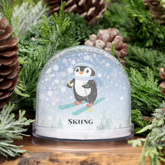 Skiing Penguin Sport Design Snow Globe (冬)