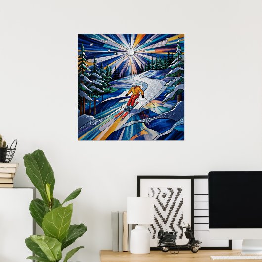 Skiing Poster ポスター (ホームオフィス)
