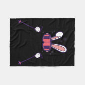 Skiing Rabbit Ski Poles Ski Goggles Easter Bunny  フリースブランケット (正面(横))