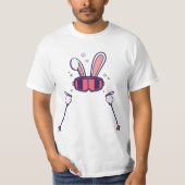 Skiing Rabbit with Ski Poles and Ski Goggles Easte Tシャツ (正面)
