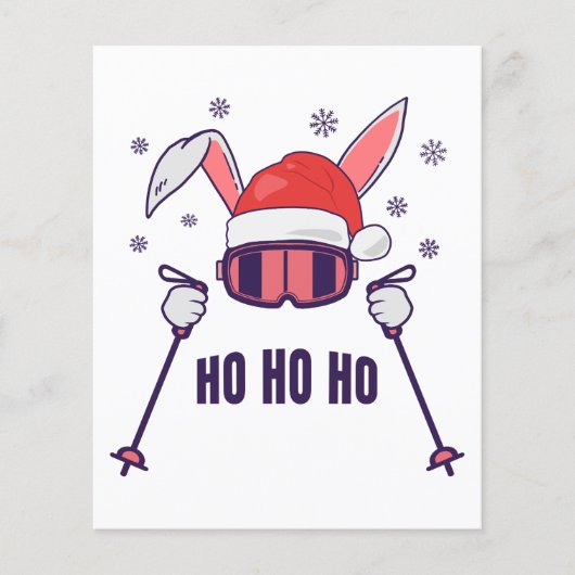Skiing Santa Rabbit with Santa Hat and ski poles S チラシ (正面)