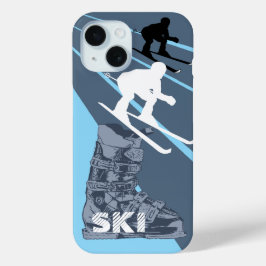Skiing Ski Boot Blue iPhone Case iPhone 15ケース