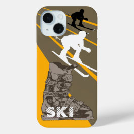 Skiing Ski Boot Brown iPhone Case iPhone 15ケース