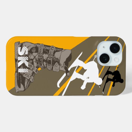 Skiing Ski Boot Brown iPhone Case Case-Mate iPhoneケース (裏面 (横))