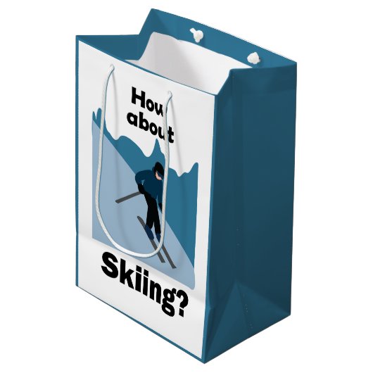 Skiing Skier How About Skiing Ski Party ミディアムペーパーバッグ (正面アングル)