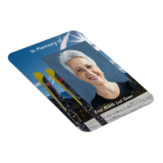 Skiing Skier  Memorial Keepsake  マグネット (右側)